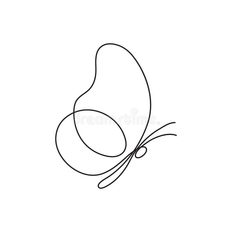 Modern continuous line butterfly. One line drawing of insect form for logo, card, banner, poster flyer. royalty free illustration Modern continuous line butterfly. One line drawing of insect form for logo, card, banner, poster flyer. royalty free illustration