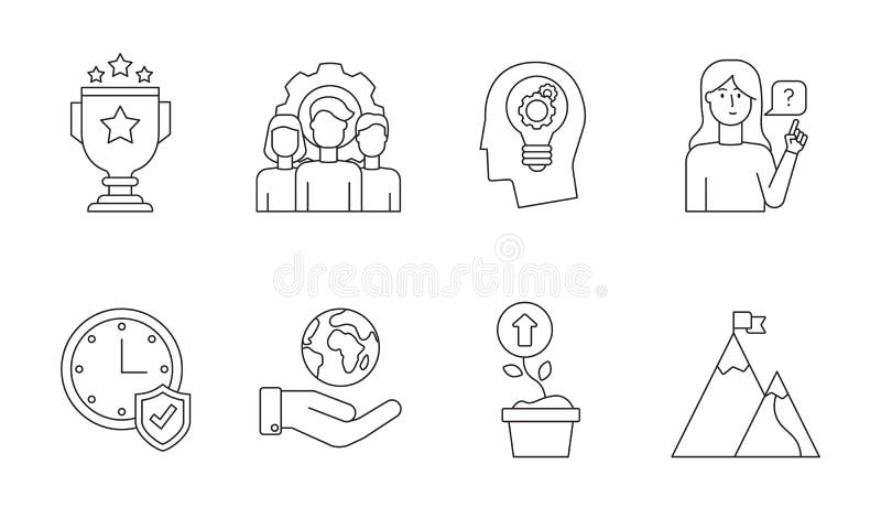 Modern Core values icon set for web vector illustration Modern Core values icon set for web vector illustration