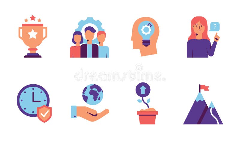 Modern Core values icon set for web vector illustration Modern Core values icon set for web vector illustration