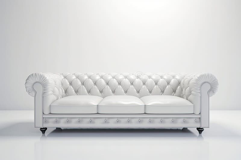 Modern Couch on White Background, AI Generated Stock Illustration