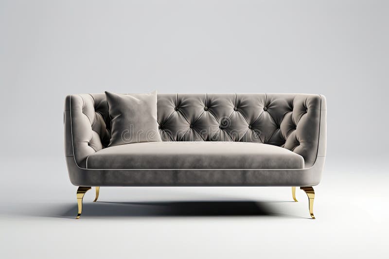 Modern Couch on White Background, AI Generated Stock Illustration
