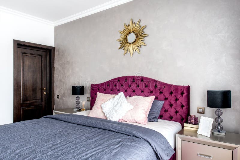 Modern and cozy interior bedroom design. master bedroom with decoration stock photos Modern and cozy interior bedroom design. master bedroom with decoration stock photos