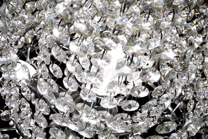 Modern crystal chandelier, closeup