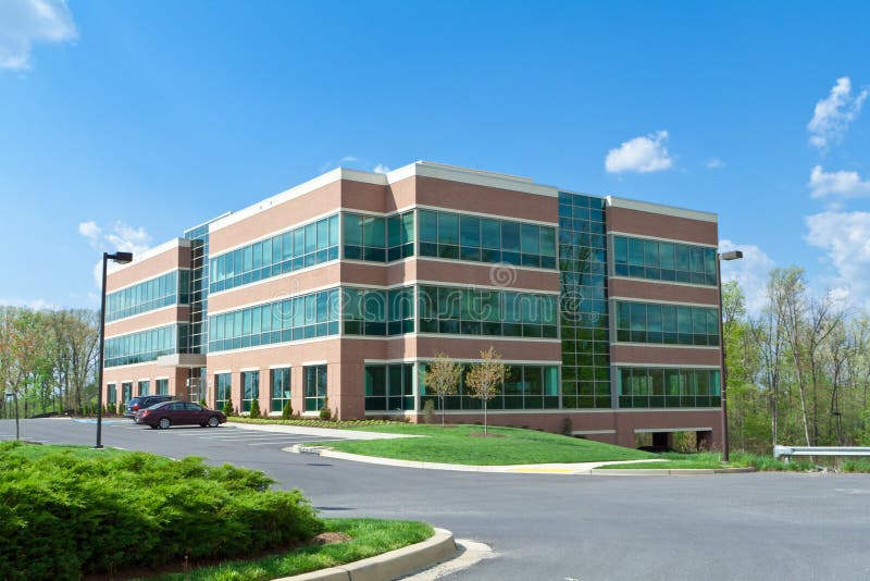 Modern Cube Office Building Parking Suburban MD Stock Image Image of