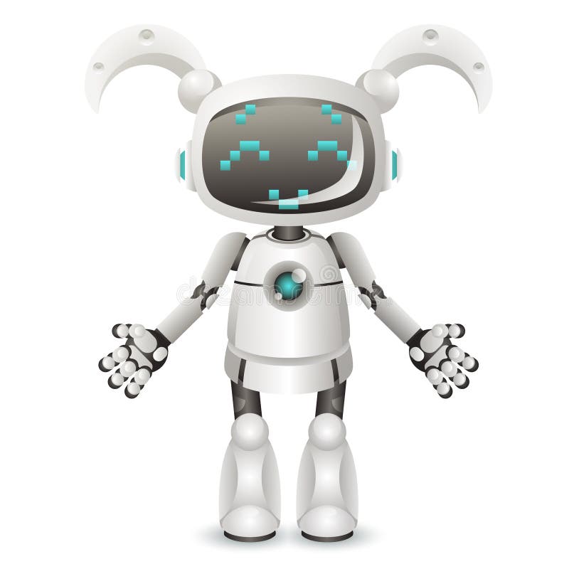 Technology Gray Clipart-cute kids robot in sky blue color gray color