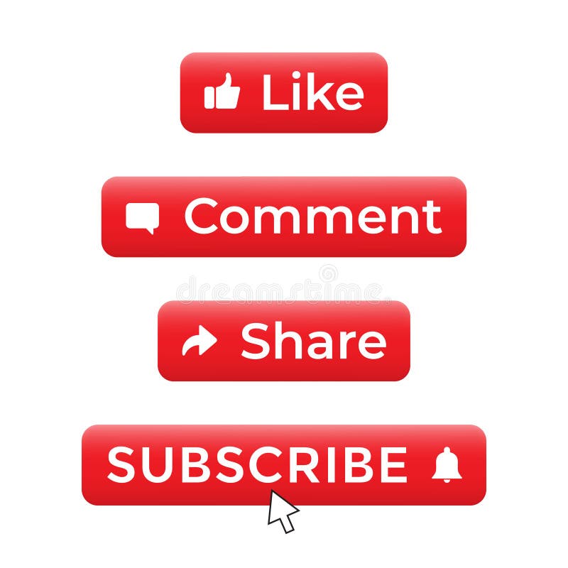 Like Comment Share And Subscribe Icon Set For Channel Stock Vector Like Comment Share And Subscribe Icon Set For Channel Stock Vector