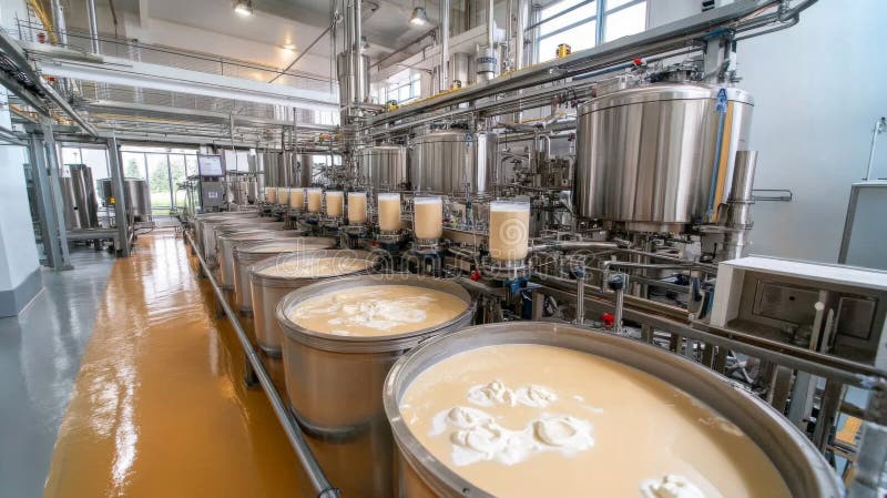 Modern Dairy Factory Production Line Cream Processing royalty free illustration