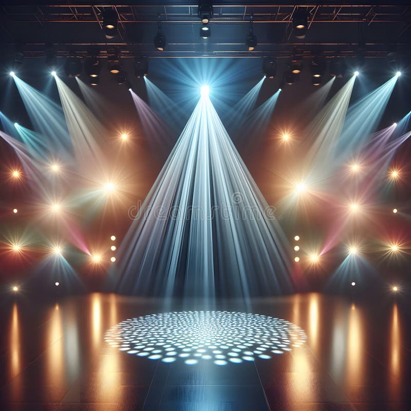 Stage with a Single Powerful Spotlight Casting a Focused Beam on the