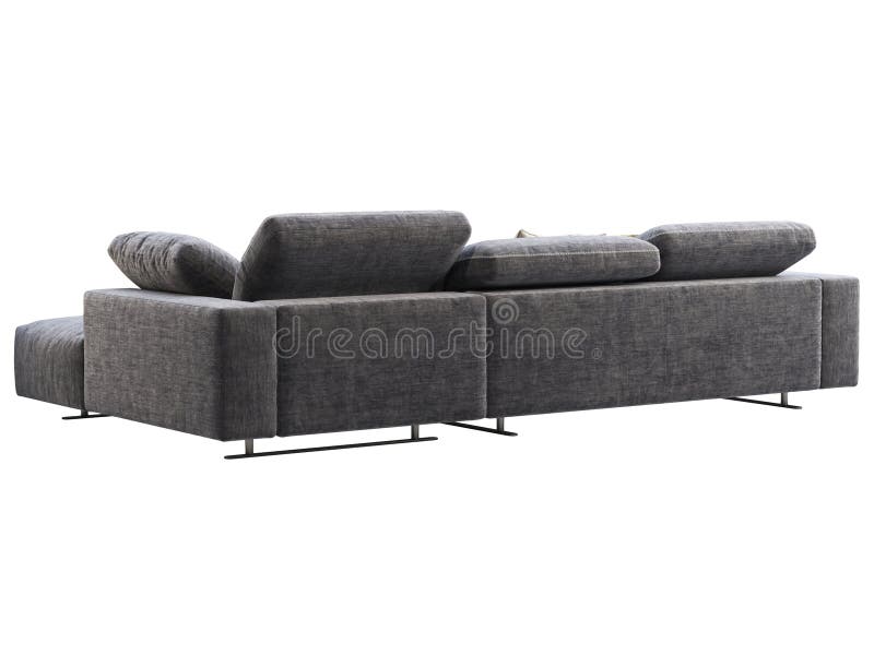 Modern Dark Blue Fabric Chaise Lounge Sofa with Adjustable Backrest. 3d