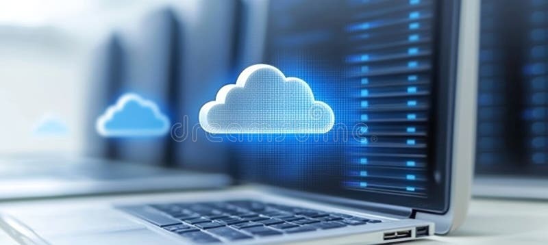 Modern Data Center Environment with Server Racks, Cloud Computing Technology, and Security Features vector illustration