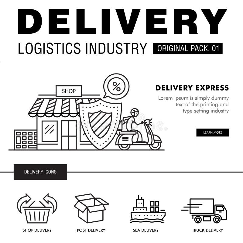 Modern Delivery Industry Pack. Thin Line Icons Set Logistic Network