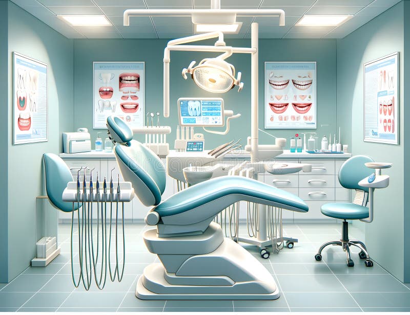 Modern Dental Clinic Interior Design. Generative AI Illustration Stock