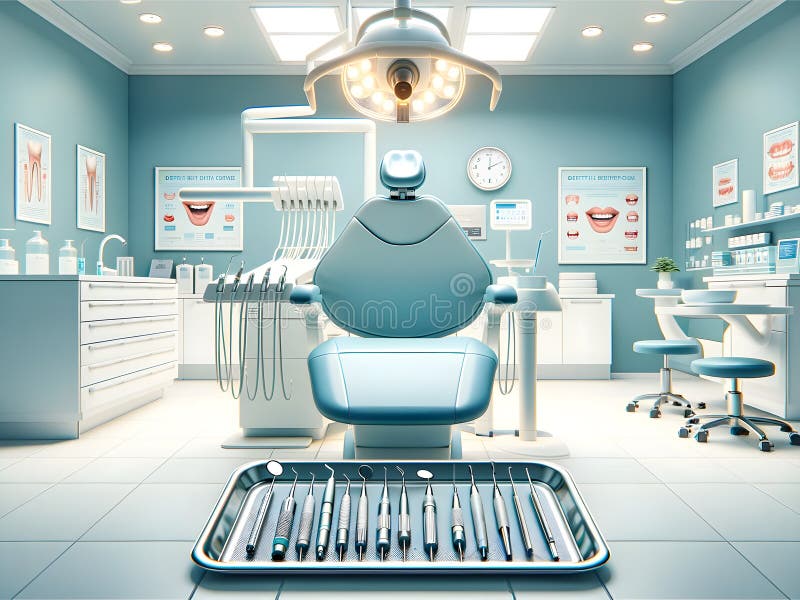 Modern Dental Clinic Interior Design. Generative AI Illustration Stock
