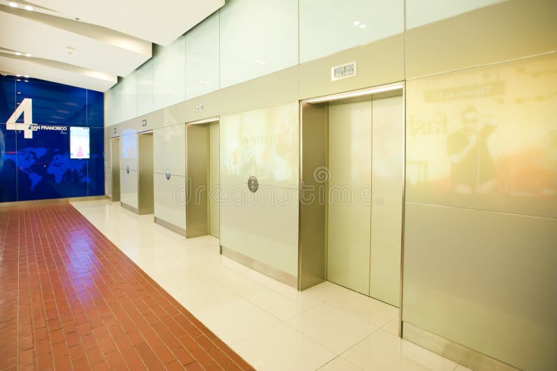 Modern deserted lift lobby