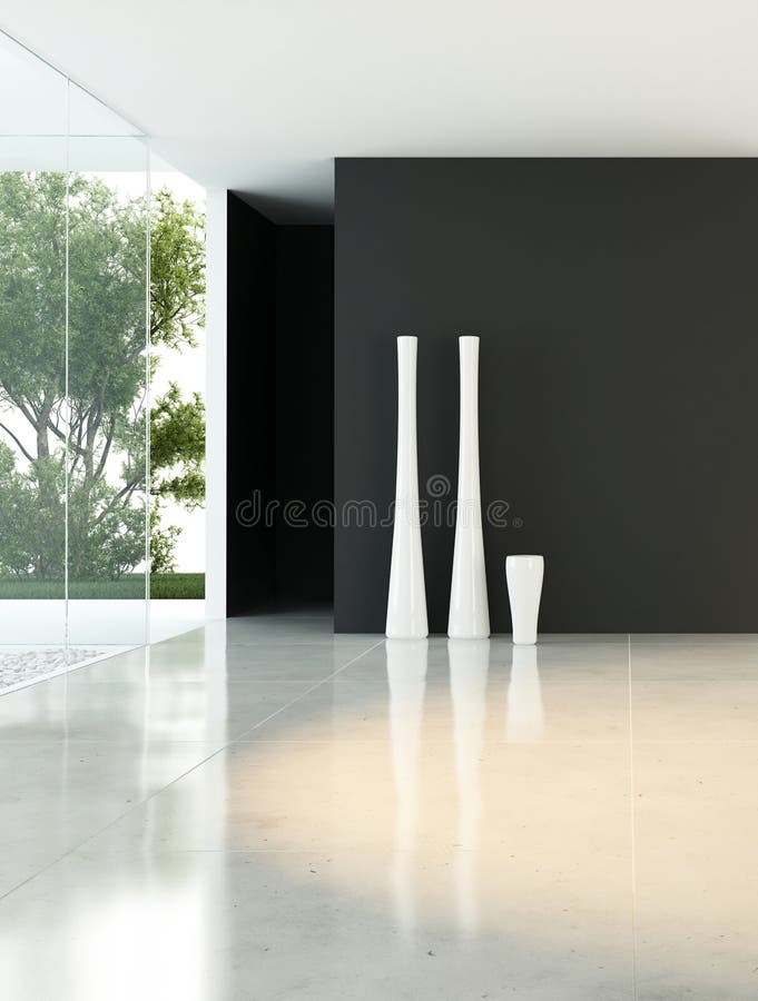 Modern Design Empty Room with vases | Architecture Interior vector illustration
