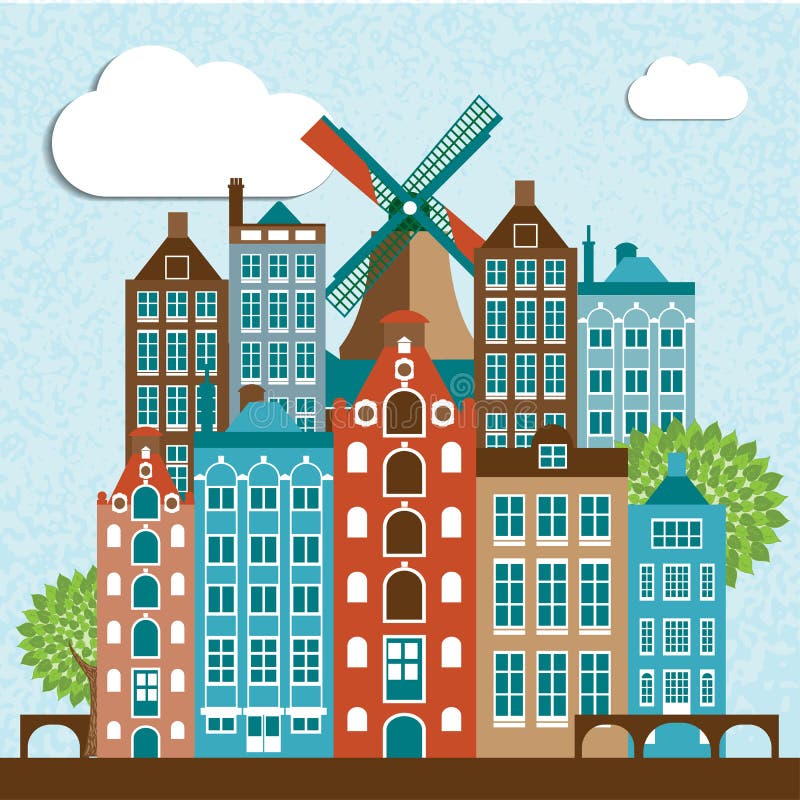 Modern design för Amsterdam stadshorisont vektor illustrationer Modern design för Amsterdam stadshorisont vektor illustrationer