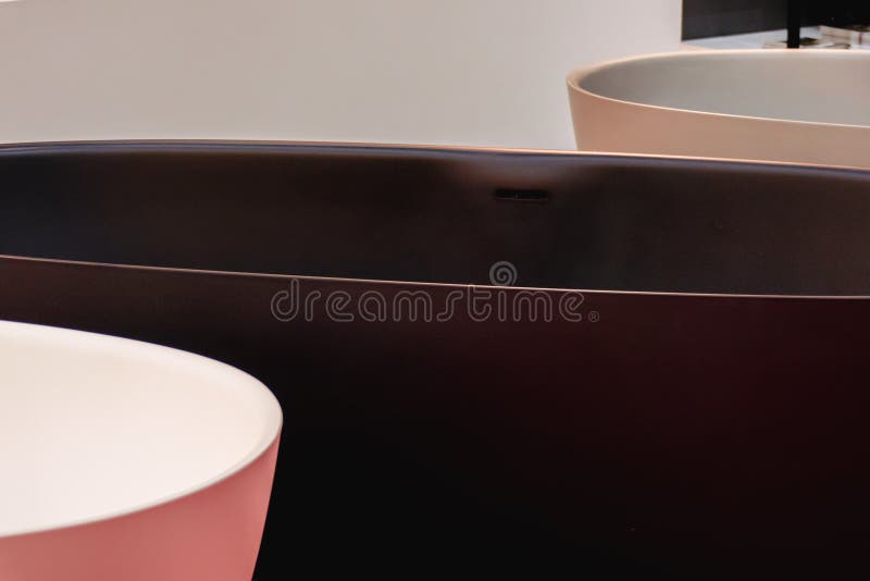 Modern Design Oval Bathtub Made of Composite Materials Stock Photo
