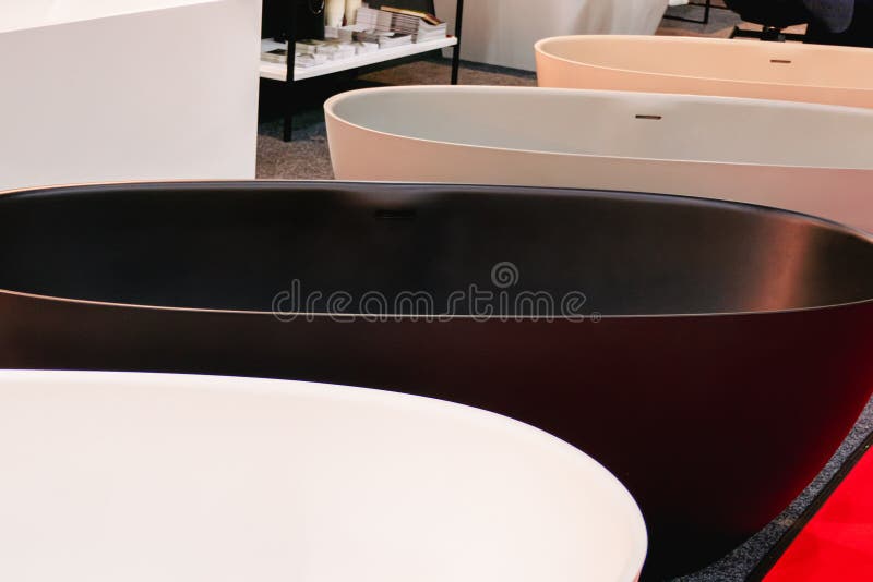 Modern Design Oval Bathtub Made of Composite Materials Stock Image