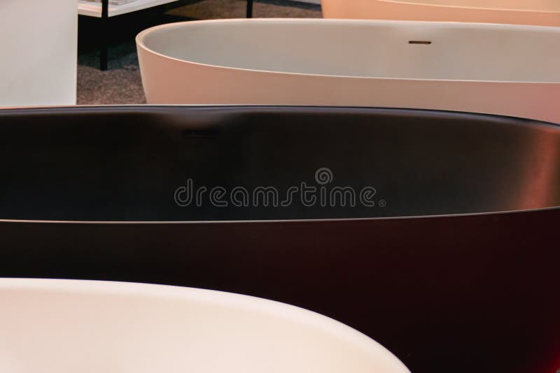 Modern Design Oval Bathtub Made of Composite Materials Stock Image