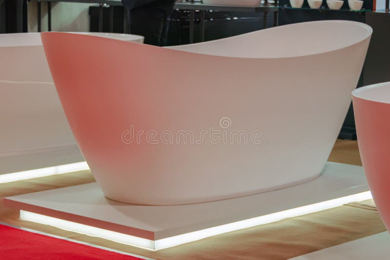 Modern Design Oval Bathtub Made of Composite Materials Stock Image