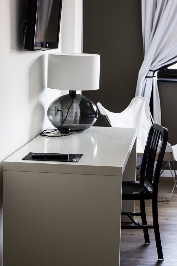 Modern Desk in a Living Room Stock Image Image of holidays, office