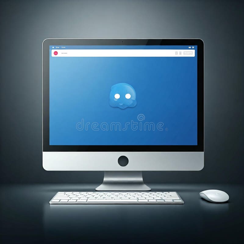 A Modern Desktop Computer with a Keyboard and Mouse on a Dark Surface ...