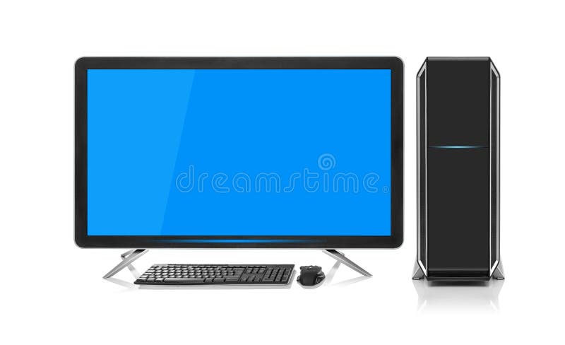 Modern desktop computer with wireless keyboard and mouse. royalty free stock images