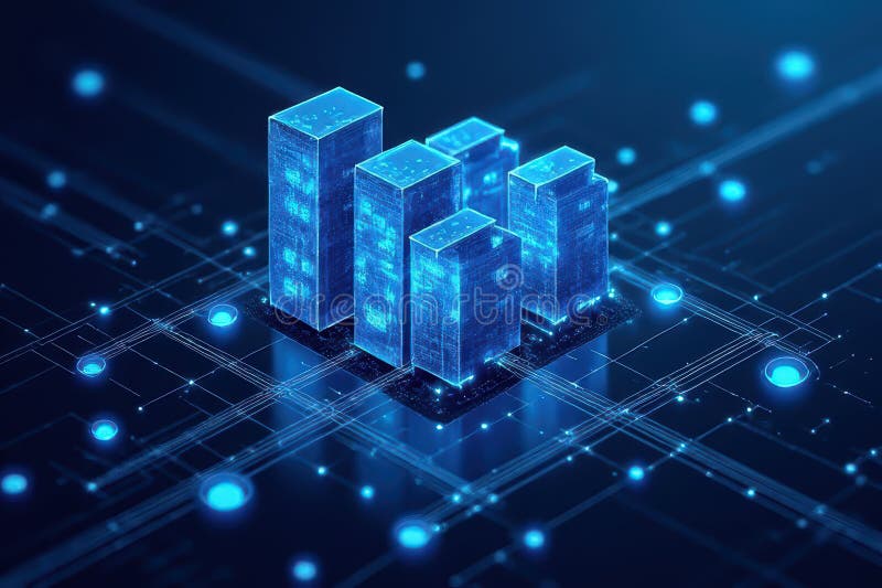 Modern Digital Infrastructure - Visualizing a VPS Network stock illustration