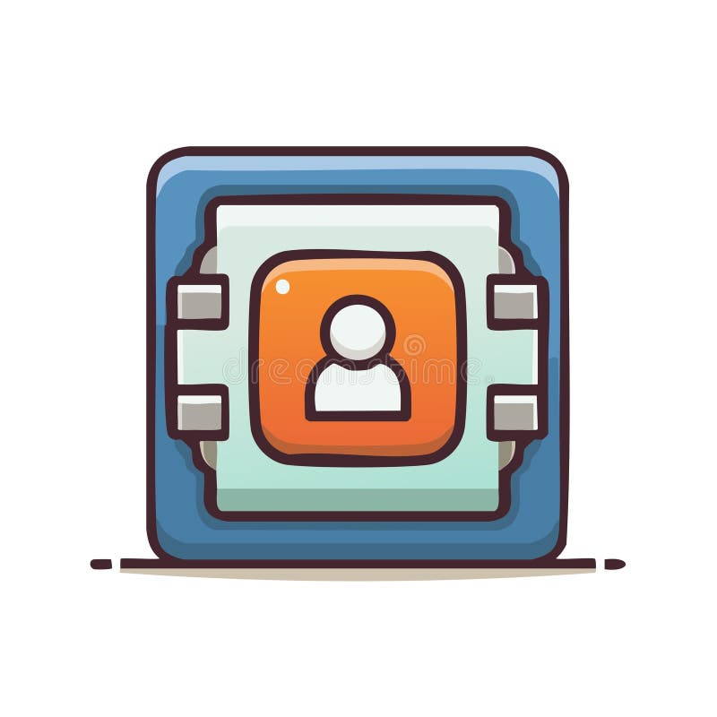 Modern digital profile icon with user symbol inside a blue and teal casing vector illustration