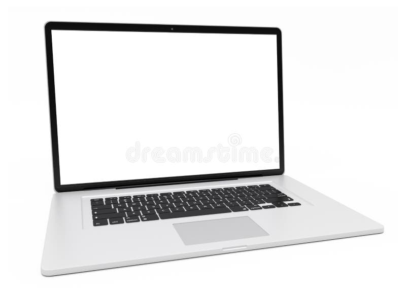Modern silver laptop 3D rendering vector illustration Modern silver laptop 3D rendering vector illustration
