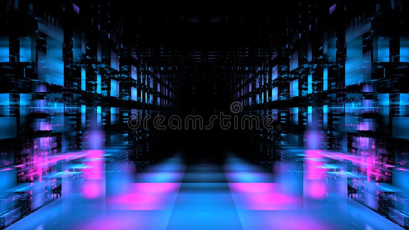 Modern digital technologies, cloud computing. Digital space, architecture design. Complex mathematical calculations in a digital stock illustration