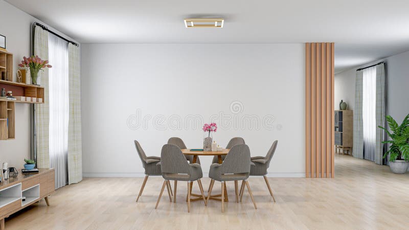 Modern Dining Room, Photorealistic 3D Illustration of the Interior,  Suitable for Using in Video Conference and As a Background. Stock  Illustration - Illustration of furniture, blanket: 231898346