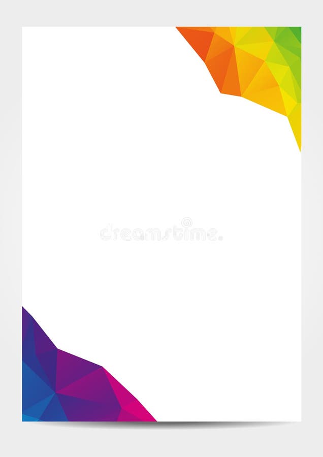 Modern A4 document malplaatje met kleurrijk laag veelhoekig binnen ornament royalty-vrije illustratie Modern A4 document malplaatje met kleurrijk laag veelhoekig binnen ornament royalty-vrije illustratie