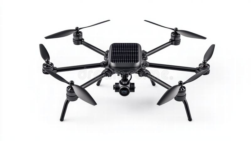 Advanced Black Drone Technology Isolated On White stock illustration