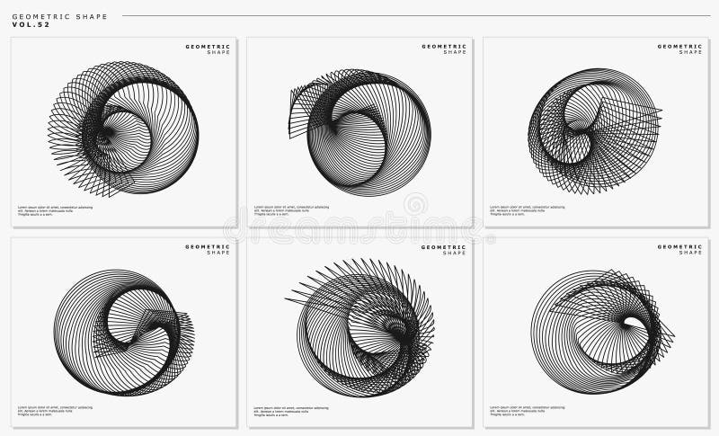 Modern dynamic line circle design template set. Abstract blend lines sphere logo vector illustration