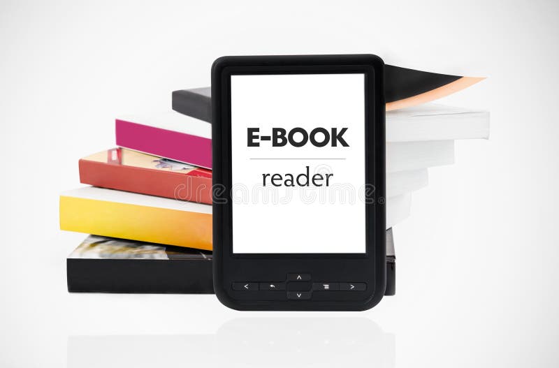 Modern e-book reader with books