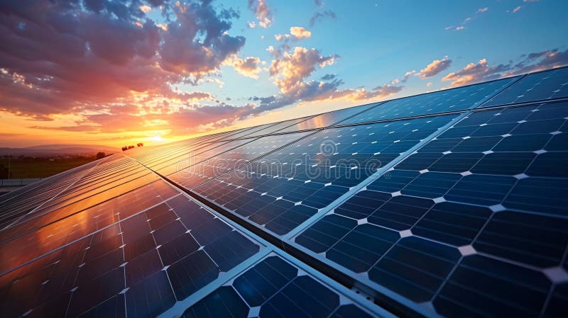 Modern Eco-Friendly Rooftop Solar Panel Installation with Vibrant Colors for Architectural Visualizations vector illustration