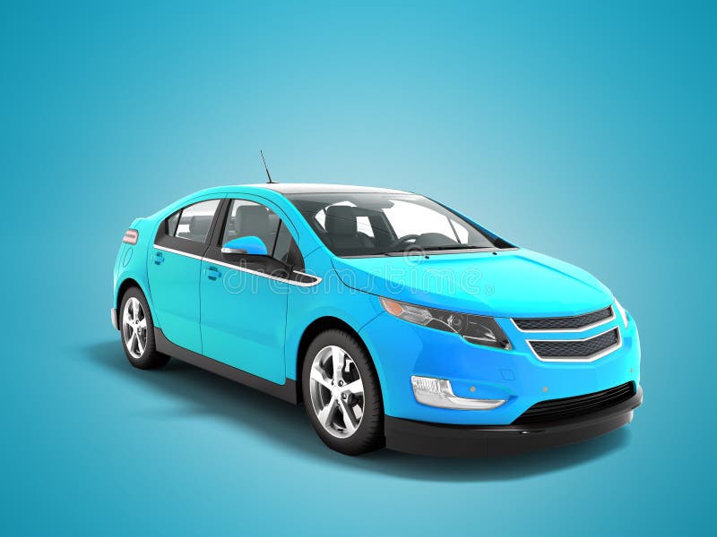 Modern Electric Car Color Gradient Blue Perspective View 3d Rend Stock