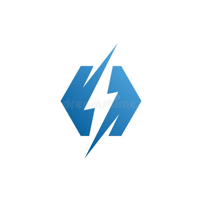 Modern Electrical Blue Lightning Bolt Logo Stock Vector