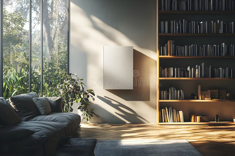 Modern electrical panel in a stylish living room with natural lighting. Generative AI stock image