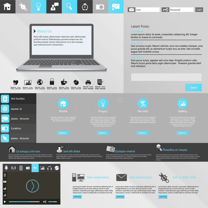 Modern elegant Flat Website Template Design stock illustration