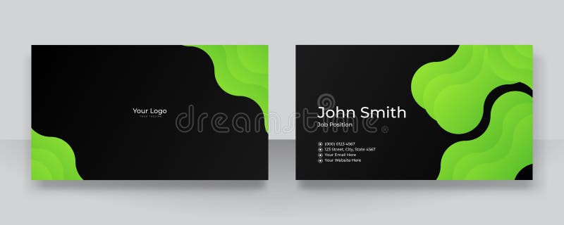 Modern Elegant Simple Green Black Business Card Design Template Stock