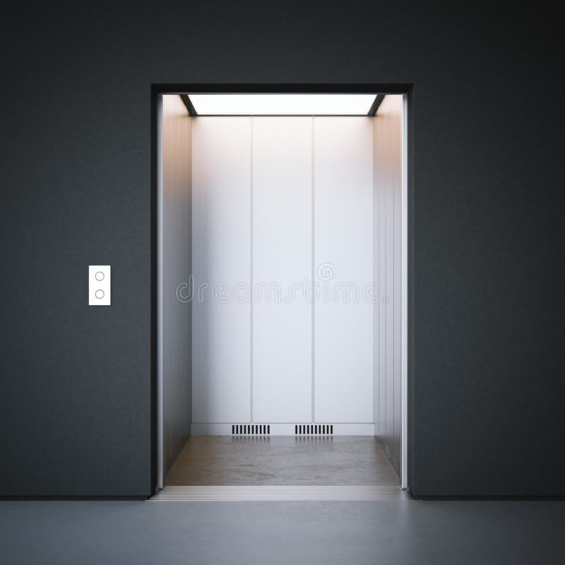 Modern Elevator with Closed Metal Doors. 3d Rendering Stock Illustration Illustration of
