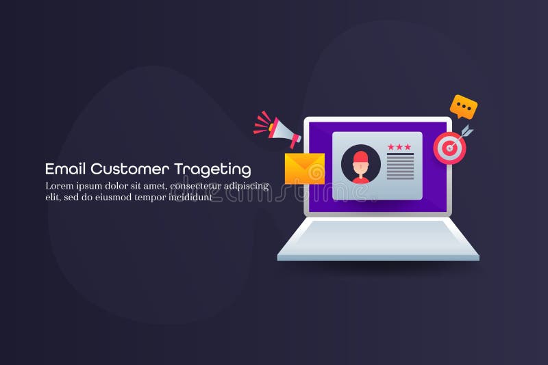 Email marketing or online email message to target customer, business communication and internet technology. vector illustration