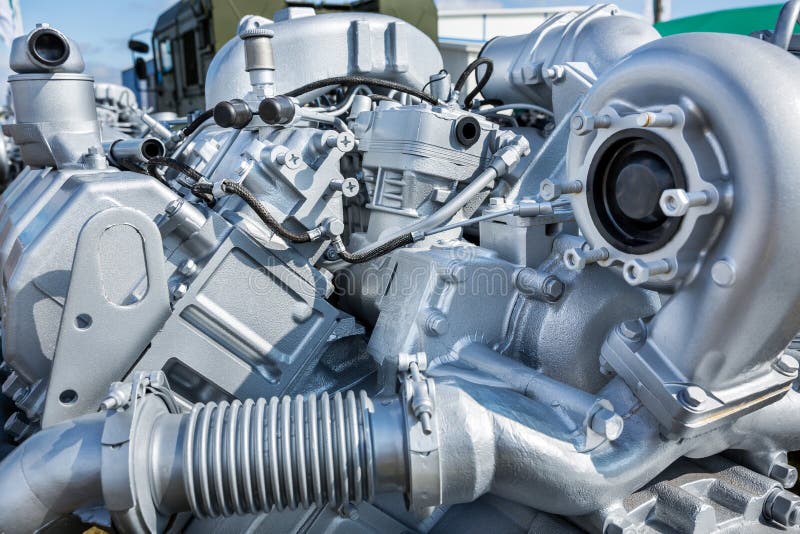 Modern engine closeup stock photos