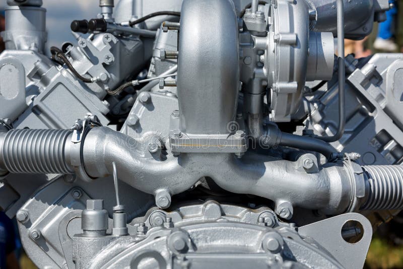Modern engine closeup stock photo