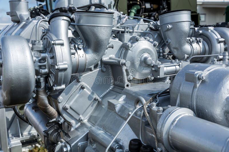 Modern engine closeup stock photo