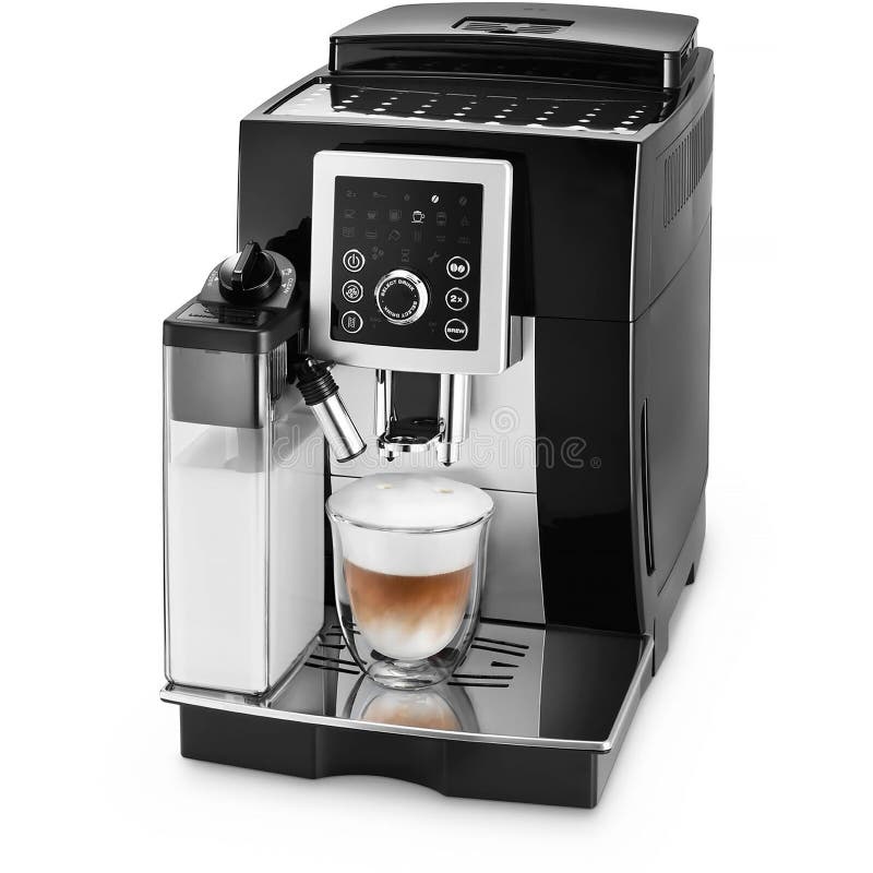 Espresso Coffee Machine with Glass Cup Isolated on a White Background