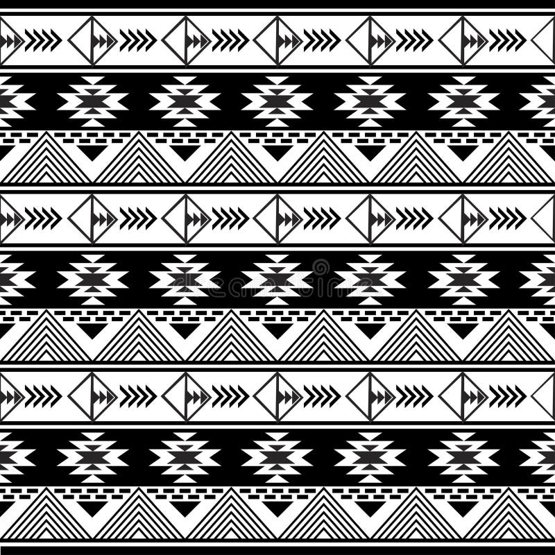 Modern Ethnic Tribal Traditional Black and White Aztec Pattern Stock ...