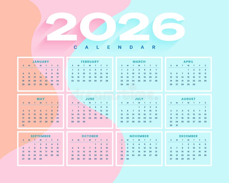 Modern 2026 event planner calendar template royalty free illustration